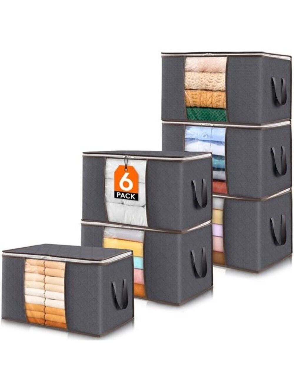 Foldable Clothes Storage Bins with Lids Closet Organizer for Bedding Blankets